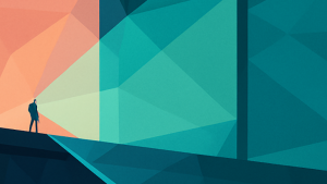 Man gazing into future 